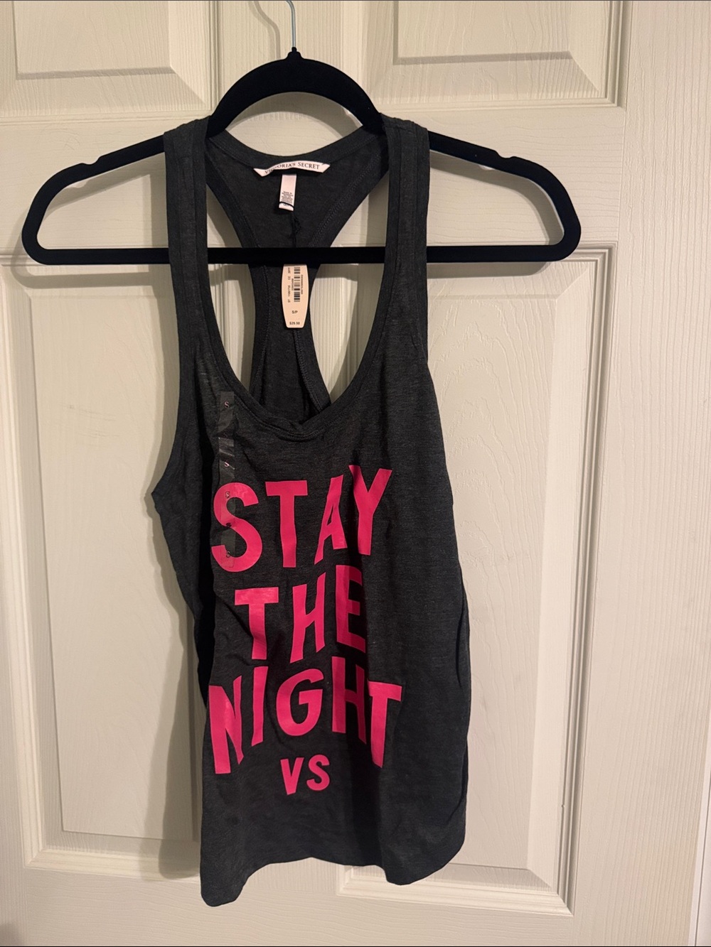 Victoria's Secret Black Racerback Tank with Pink Graphic